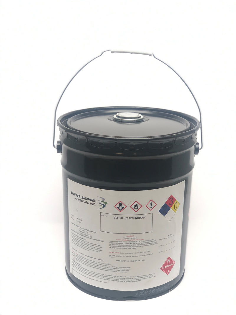 Black bucket of birdsong adhesive
